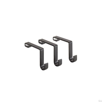 Colgador de pared Systema (paquete de 3), aluminio, negro mate