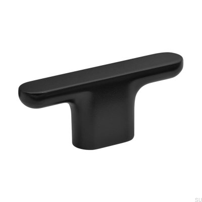 Perilla para muebles de metal liso con diseño de barra en T, color negro mate