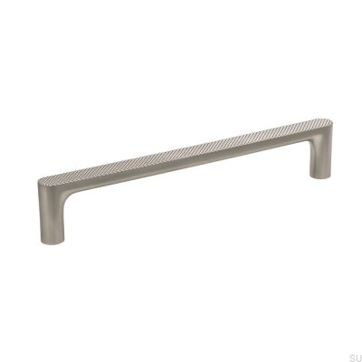 Tirador alargado para muebles Vibe Grip 160 de metal cepillado plateado
