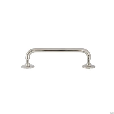 Tirador para mueble oblongo Jubilee 128, latón, plata, níquel pulido