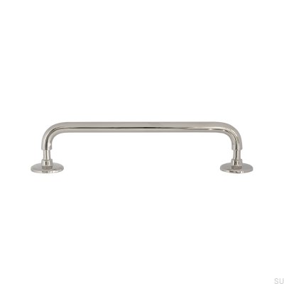 Tirador para mueble oblongo Jubilee 160, latón, plata, níquel pulido