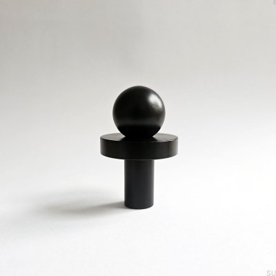 Pola W Pomo para muebles de latón negro con almohadilla negra