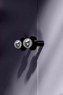 Pola - Pomo para muebles de latón, cromado plateado con base de aluminio negro