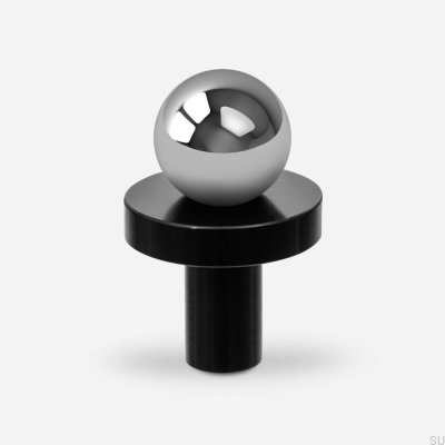 Pola - Pomo para muebles de latón, cromado plateado con base de aluminio negro