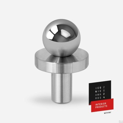 Pola - Pomo para muebles de latón, cromado plateado y base de acero cepillado