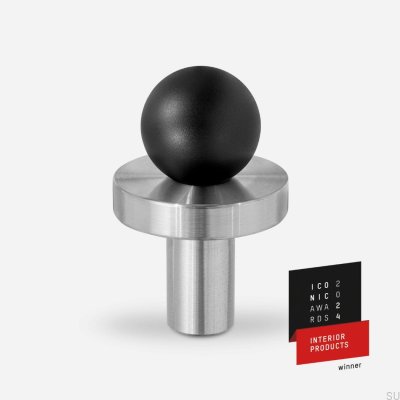 Pola - Pomo para muebles de latón negro con base de acero cepillado