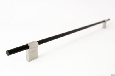 Tirador para mueble alargado Line Mix 342 Metal negro con acero cepillado