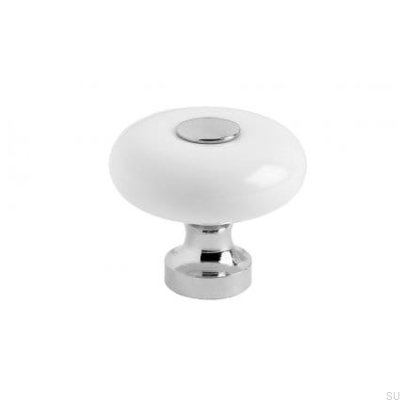 Pomo para mueble SP5 Porcelana blanco, cromo pulido