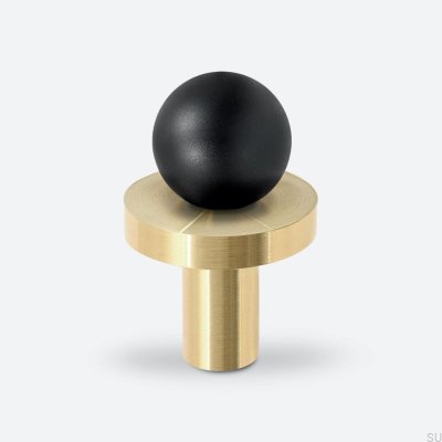 Pola - Pomo para muebles de latón negro con almohadilla de latón cepillado