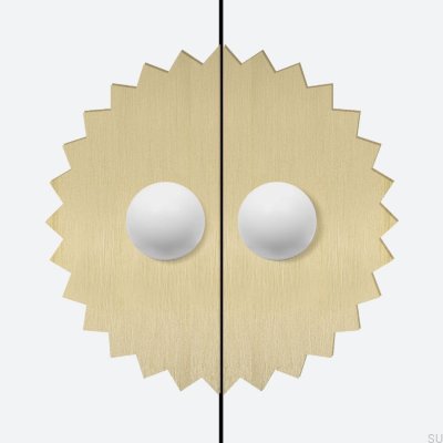Pomo para muebles Odete M Pillow Sun con almohadilla, latón blanco con dorado sin barnizar cepillado (2 piezas)