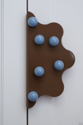 Tirador para muebles Mare 200 de acero marrón con borde y bolas azules