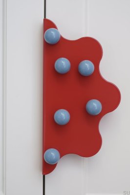 Tirador para mueble Mare 200 de acero rojo con bolas azules