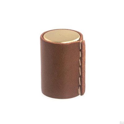 Pomo para mueble Läderknopp Oro cepillado con cuero