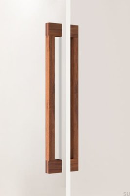 Tirador para muebles alargado de madera de doble cara Hako Big 480 en nogal