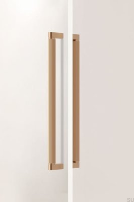 Tirador para muebles alargado de doble cara Brooklyn Big 448 de aluminio cepillado dorado con acabado Cava