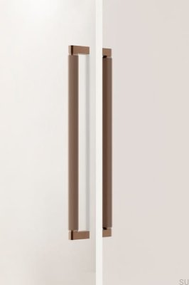 Tirador alargado para muebles de aluminio cepillado marrón de doble cara Brooklyn Big 448