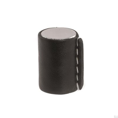 Pomo para mueble Läderknopp en cromo pulido con cuero negro