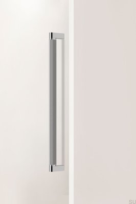Tirador alargado para muebles de aluminio y níquel pulido Brooklyn Big 448