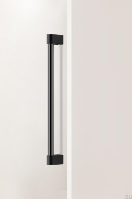 Tirador alargado para muebles Casey Big 416 de aluminio pulido en titanio negro