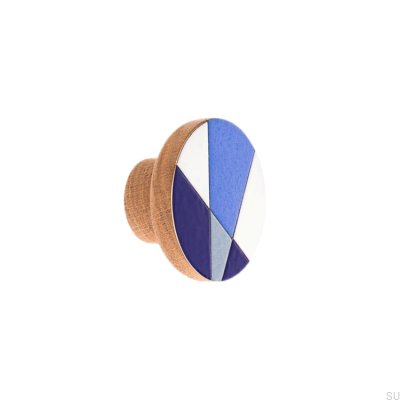 Pomo para muebles Moderna Blue 55 de madera de roble esmaltado en blanco azulado, aceite duro, incoloro, semimate