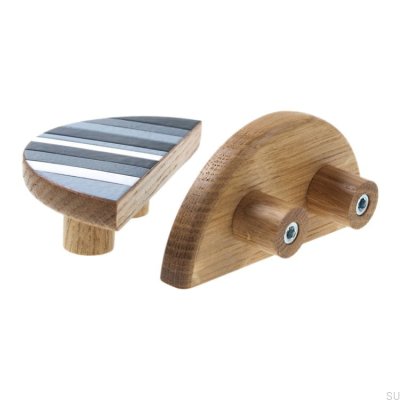Tirador para muebles esmaltado en cobre gris 100 con acabado en aceite duro de roble, transparente, semimate (izquierda)