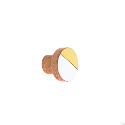 Pomo para muebles de madera de roble Moderna 40, esmaltado en blanco y amarillo, acabado en aceite duro, incoloro, semimate
