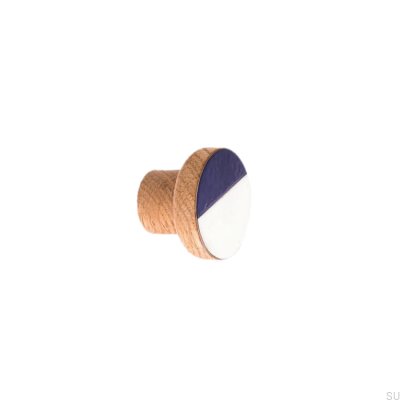 Pomo para muebles Moderna Blue 40 de madera de roble esmaltado en blanco azulado, aceite duro, incoloro, semimate