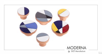 Pomo para muebles Moderna Blue 40 de madera de roble esmaltado en blanco azulado, aceite duro, incoloro, semimate