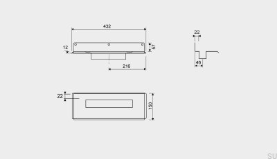 Desagüe lineal 1004 300 Brida trasera Pared acero
