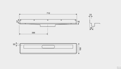 Desagüe lineal 1004 600 Brida trasera Pared acero