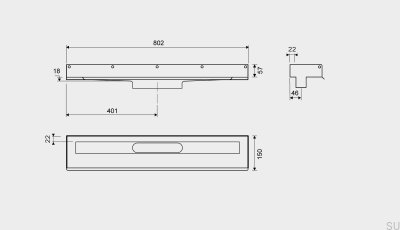Drenaje lineal 1001 800 3 bridas Pared Acero
