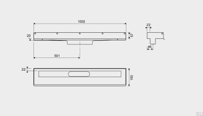 Drenaje lineal 1001 1000 3 bridas Pared Acero