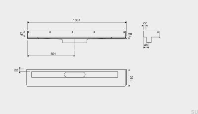 Desagüe lineal 1002 1000 Brida izquierda Pared acero