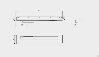 Desagüe lineal 1004 700 Brida trasera Desagüe de pared izquierdo Acero