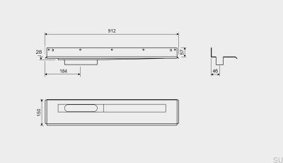 Desagüe lineal 1004 800 Brida trasera Desagüe de pared izquierdo Acero