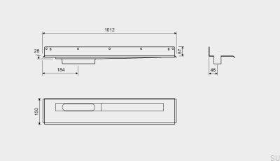 Desagüe lineal 1004 900 Brida trasera Desagüe de pared izquierdo Acero