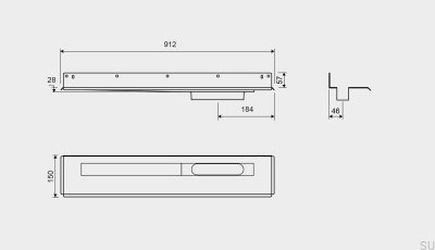 Desagüe lineal 1004 800 Brida trasera Desagüe de pared derecha Acero