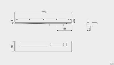 Desagüe lineal 1004 1000 Brida trasera Desagüe de pared derecha Acero