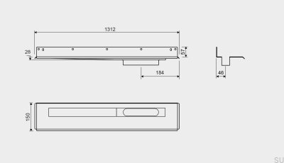 Desagüe lineal 1004 1200 Brida trasera Desagüe de pared derecha Acero