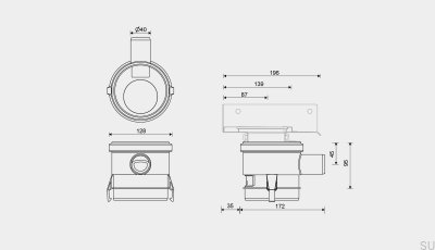 Extensión de desagüe de esquina con conexión lateral de 40 mm