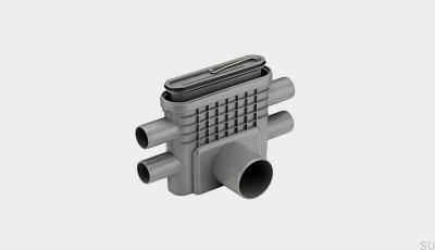 Módulo de desagüe con salida horizontal 75 mm con sifón extraíble y cuatro conexiones laterales