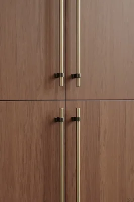 Tirador alargado para muebles Bond 160 de aluminio cepillado dorado con bronce antiguo