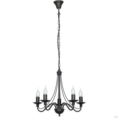 Lámpara de araña Rose 5 de metal negro