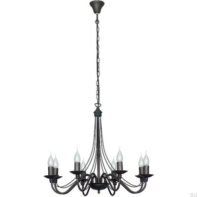 Lámpara de araña Rose 8 de metal negro