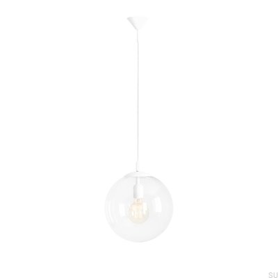 Lámpara colgante de metal blanco con forma de globo