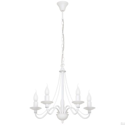 Lámpara de araña Rose 5 de metal blanco