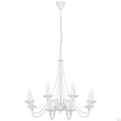 Lámpara de araña Rose 8 de metal blanco