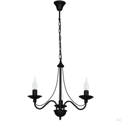 Lámpara de araña Rose 3 de metal negro