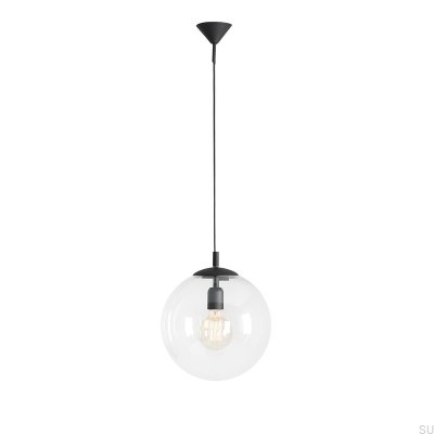 Lámpara colgante de metal negro con forma de globo