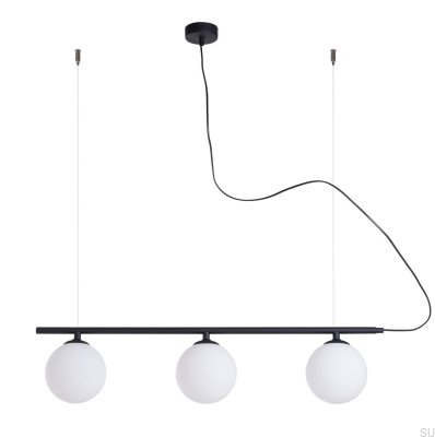 Lámpara colgante Beryl Glass 3 Metal Negro